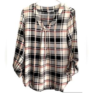 Youtalla Mixed Color Plaid Blouse, Size S
